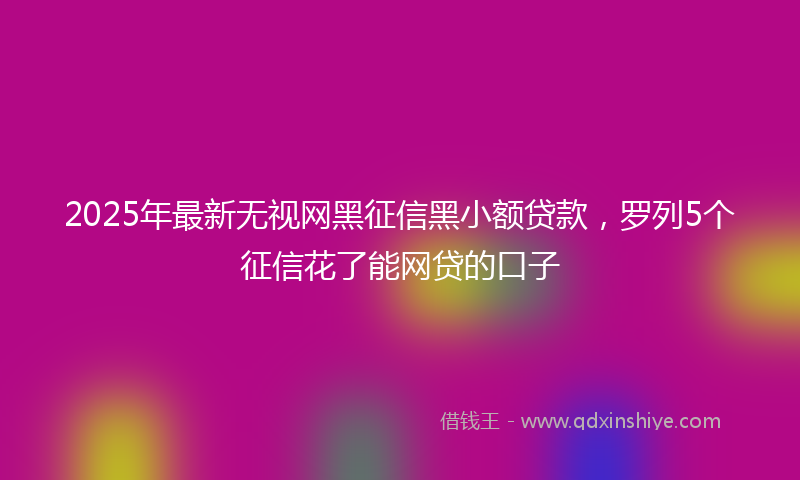 2025年最新无视网黑征信黑小额贷款，罗列5个征信花了能网贷的口子