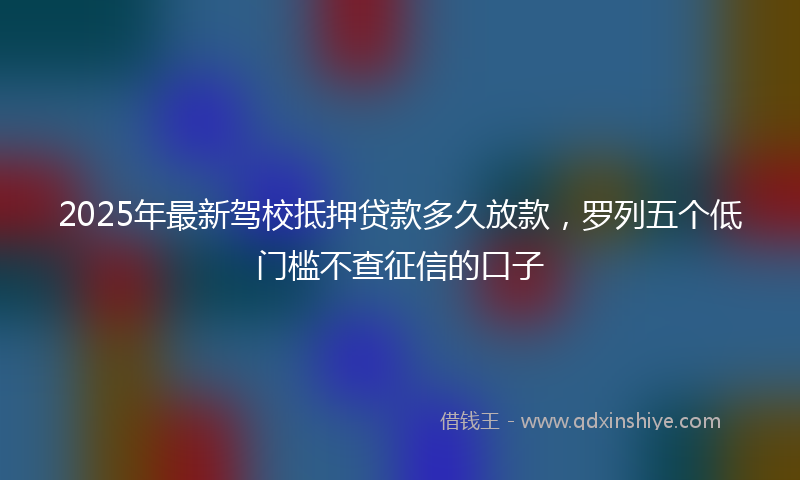 2025年最新驾校抵押贷款多久放款，罗列五个低门槛不查征信的口子