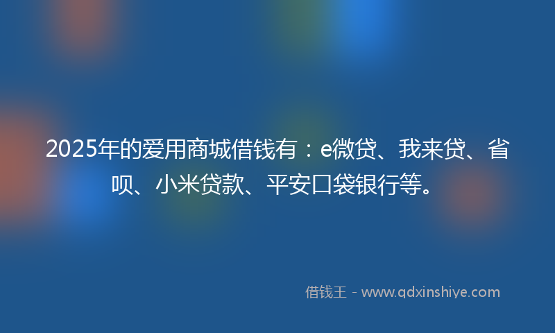 2025年的爱用商城借钱有：e微贷、我来贷、省呗、小米贷款、平安口袋银行等。