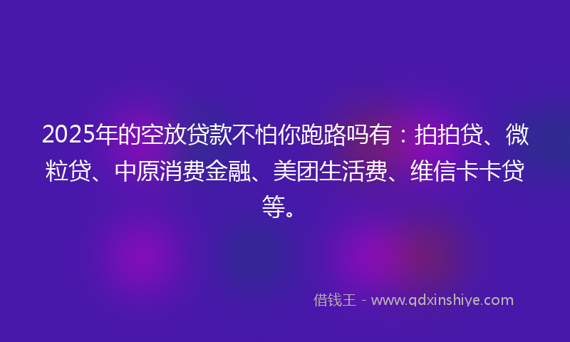2025年的空放贷款不怕你跑路吗有：拍拍贷、微粒贷、中原消费金融、美团生活费、维信卡卡贷等。