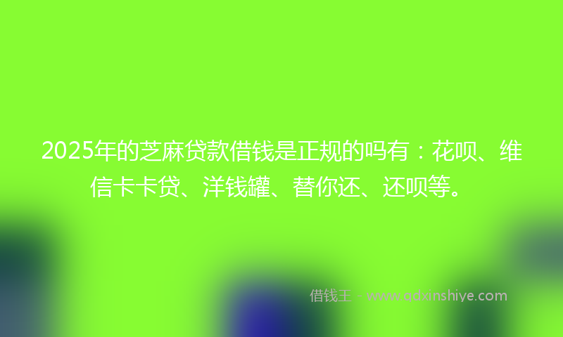 2025年的芝麻贷款借钱是正规的吗有：花呗、维信卡卡贷、洋钱罐、替你还、还呗等。