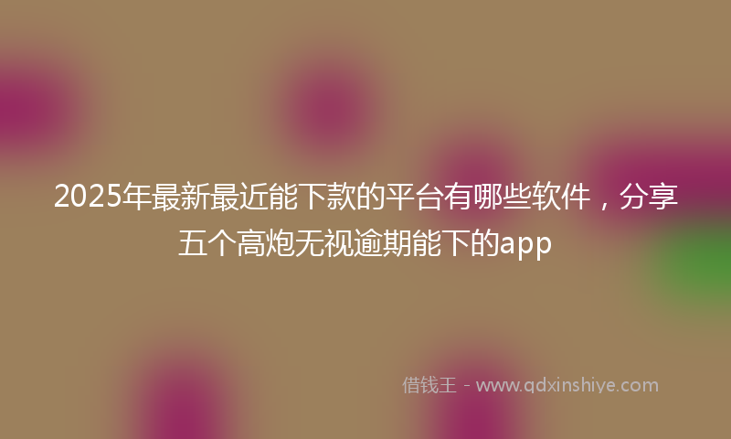 2025年最新最近能下款的平台有哪些软件，分享五个高炮无视逾期能下的app