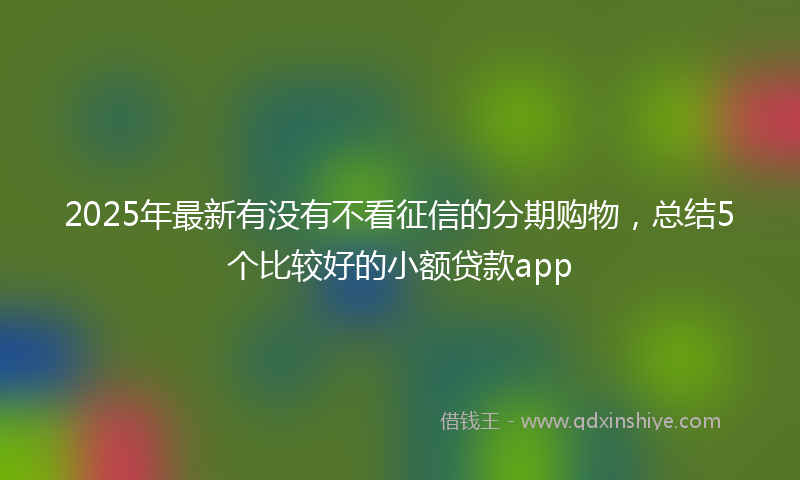 2025年最新有没有不看征信的分期购物，总结5个比较好的小额贷款app