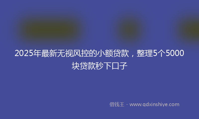 2025年最新无视风控的小额贷款，整理5个5000块贷款秒下口子