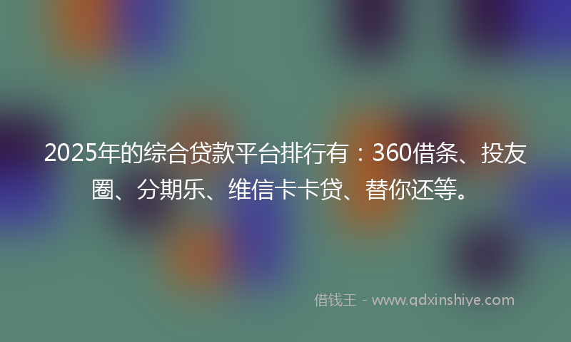 2025年的综合贷款平台排行有：360借条、投友圈、分期乐、维信卡卡贷、替你还等。