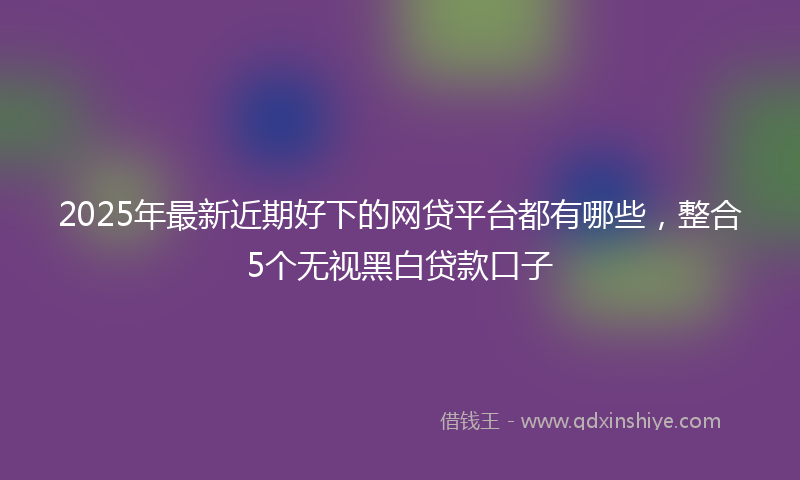 2025年最新近期好下的网贷平台都有哪些，整合5个无视黑白贷款口子