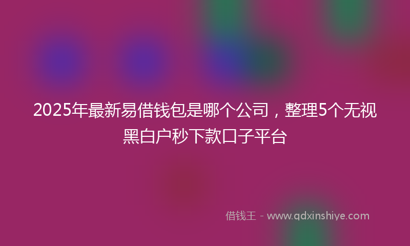2025年最新易借钱包是哪个公司，整理5个无视黑白户秒下款口子平台