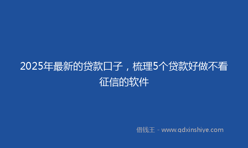 2025年最新的贷款口子，梳理5个贷款好做不看征信的软件