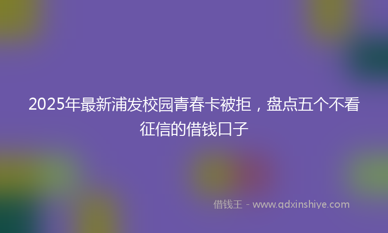 2025年最新浦发校园青春卡被拒，盘点五个不看征信的借钱口子