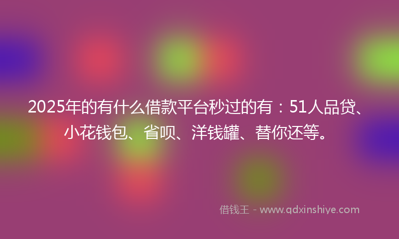 2025年的有什么借款平台秒过的有：51人品贷、小花钱包、省呗、洋钱罐、替你还等。