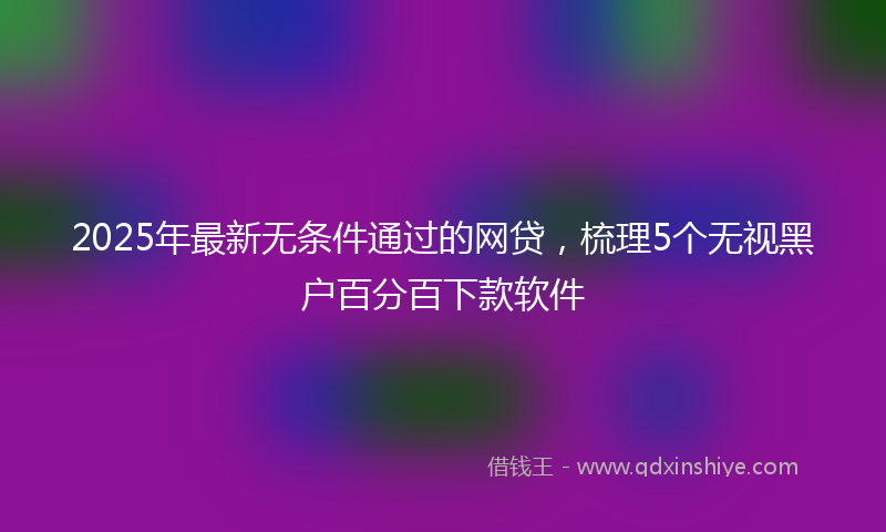 2025年最新无条件通过的网贷，梳理5个无视黑户百分百下款软件