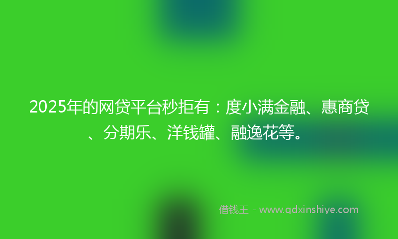 2025年的网贷平台秒拒有：度小满金融、惠商贷、分期乐、洋钱罐、融逸花等。