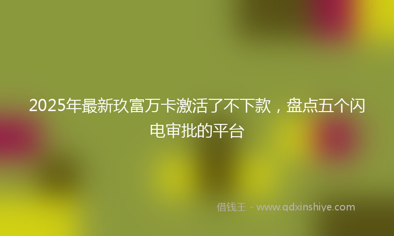2025年最新玖富万卡激活了不下款，盘点五个闪电审批的平台