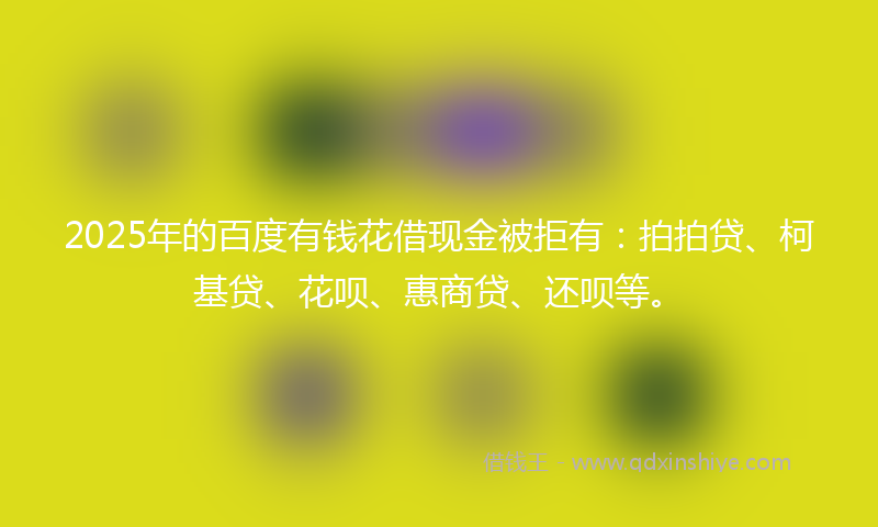 2025年的百度有钱花借现金被拒有：拍拍贷、柯基贷、花呗、惠商贷、还呗等。