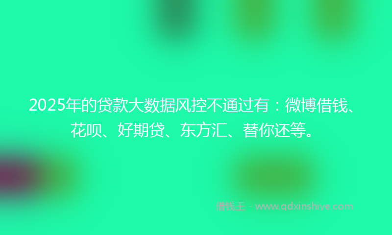 2025年的贷款大数据风控不通过有：微博借钱、花呗、好期贷、东方汇、替你还等。