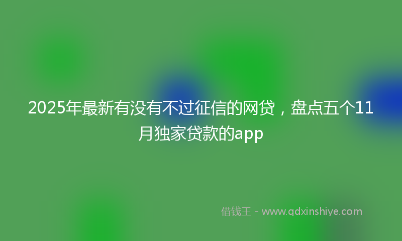 2025年最新有没有不过征信的网贷，盘点五个11月独家贷款的app