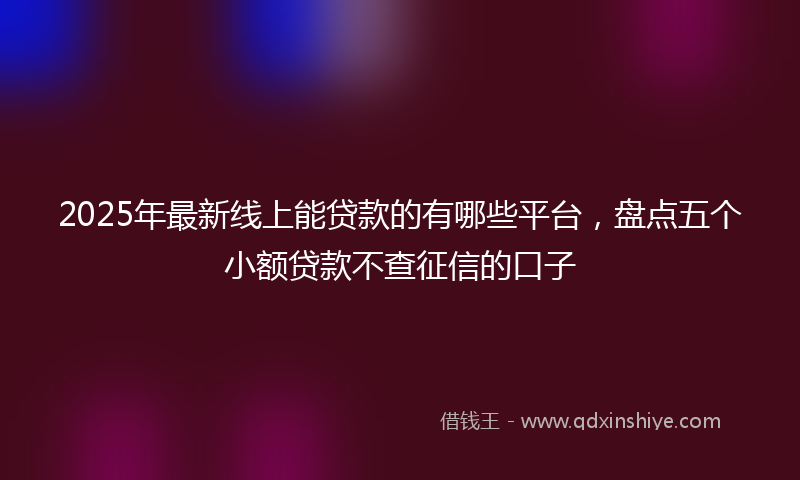 2025年最新线上能贷款的有哪些平台，盘点五个小额贷款不查征信的口子