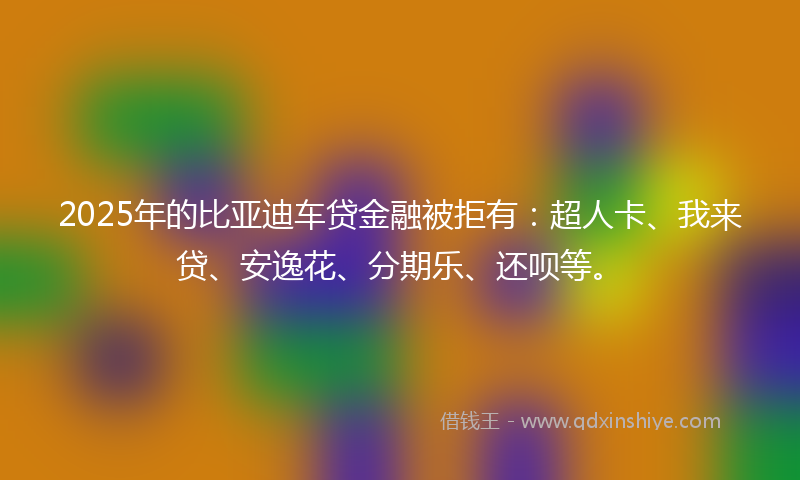 2025年的比亚迪车贷金融被拒有：超人卡、我来贷、安逸花、分期乐、还呗等。