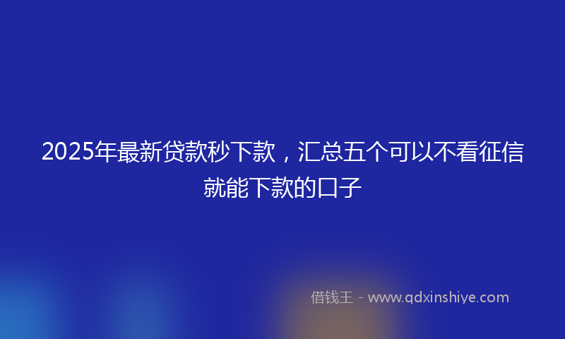 2025年最新贷款秒下款，汇总五个可以不看征信就能下款的口子