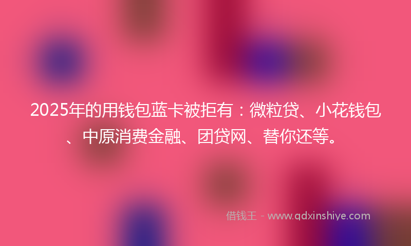 2025年的用钱包蓝卡被拒有：微粒贷、小花钱包、中原消费金融、团贷网、替你还等。