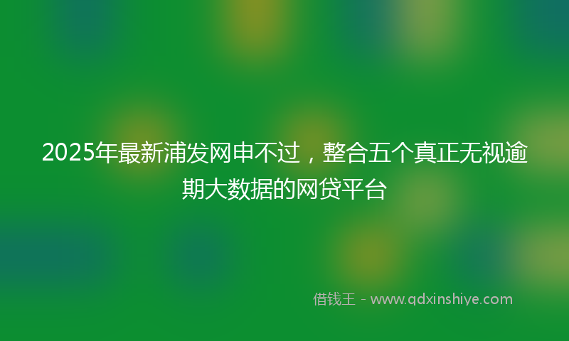 2025年最新浦发网申不过，整合五个真正无视逾期大数据的网贷平台
