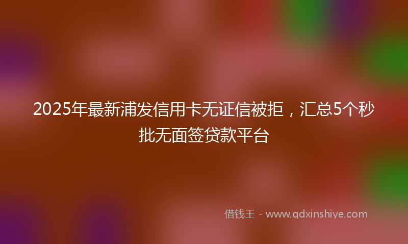 2025年最新浦发信用卡无证信被拒，汇总5个秒批无面签贷款平台