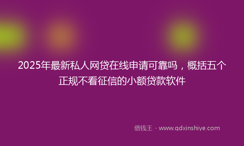 2025年最新私人网贷在线申请可靠吗，概括五个正规不看征信的小额贷款软件