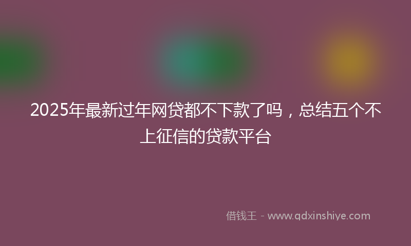 2025年最新过年网贷都不下款了吗，总结五个不上征信的贷款平台