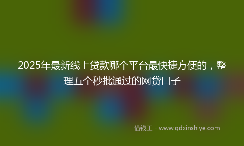 2025年最新线上贷款哪个平台最快捷方便的，整理五个秒批通过的网贷口子