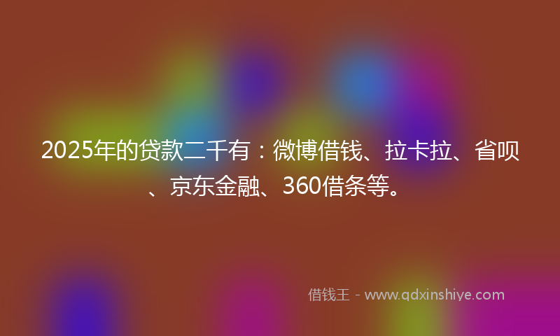 2025年的贷款二千有：微博借钱、拉卡拉、省呗、京东金融、360借条等。