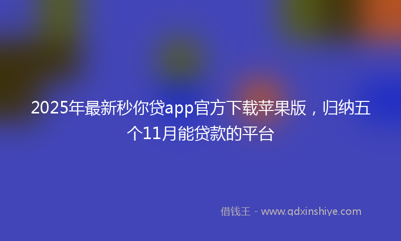 2025年最新秒你贷app官方下载苹果版，归纳五个11月能贷款的平台