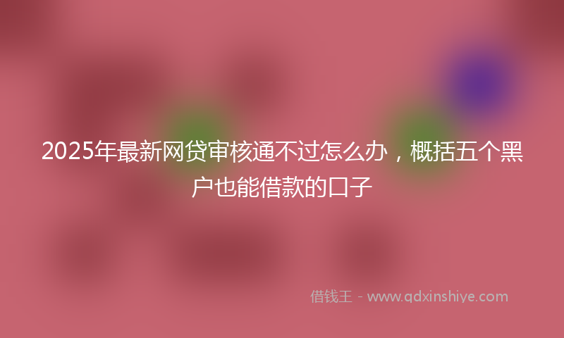 2025年最新网贷审核通不过怎么办，概括五个黑户也能借款的口子
