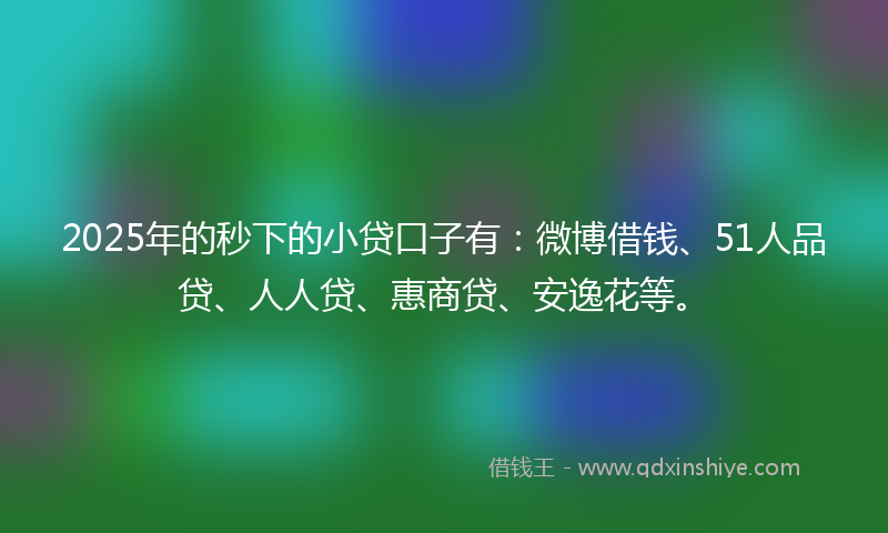 2025年的秒下的小贷口子有：微博借钱、51人品贷、人人贷、惠商贷、安逸花等。