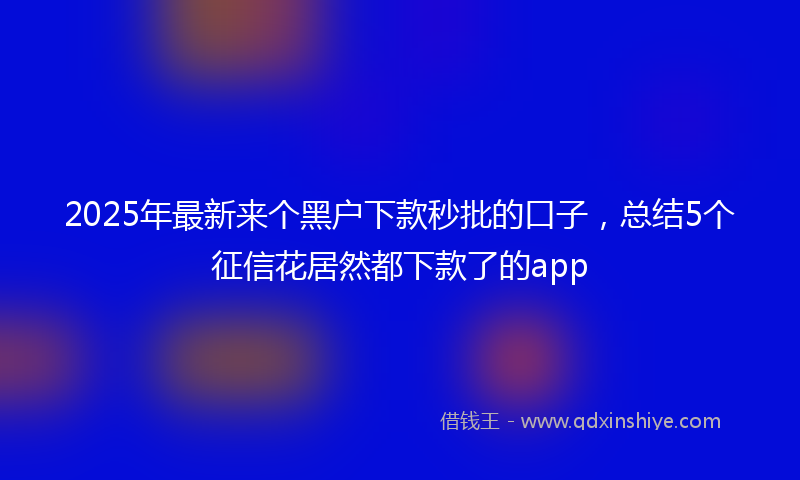 2025年最新来个黑户下款秒批的口子，总结5个征信花居然都下款了的app