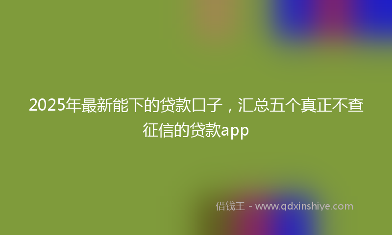 2025年最新能下的贷款口子，汇总五个真正不查征信的贷款app
