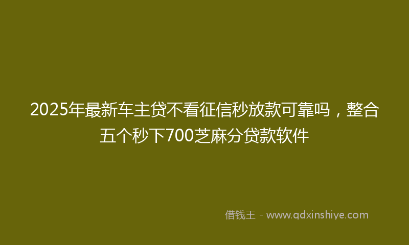 2025年最新车主贷不看征信秒放款可靠吗，整合五个秒下700芝麻分贷款软件