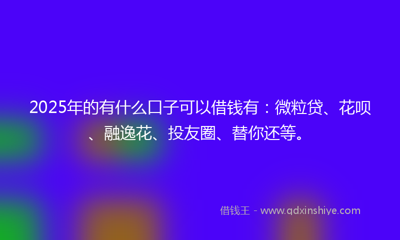2025年的有什么口子可以借钱有：微粒贷、花呗、融逸花、投友圈、替你还等。