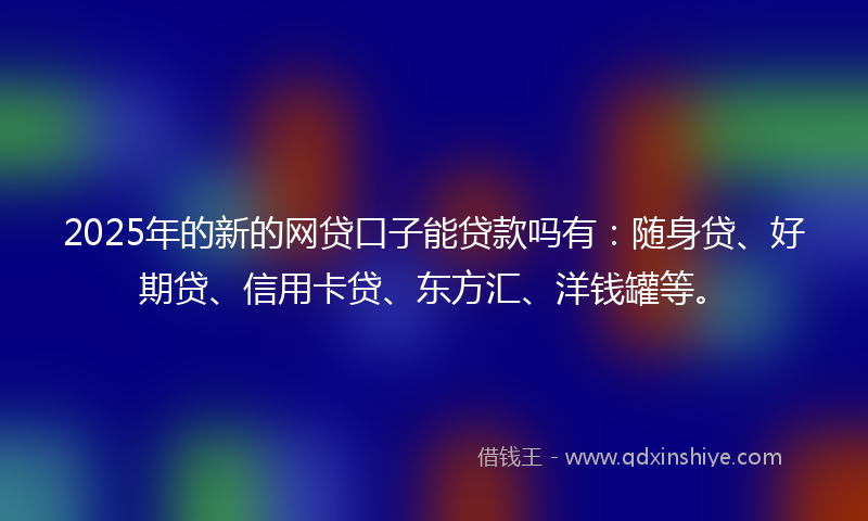 2025年的新的网贷口子能贷款吗有：随身贷、好期贷、信用卡贷、东方汇、洋钱罐等。