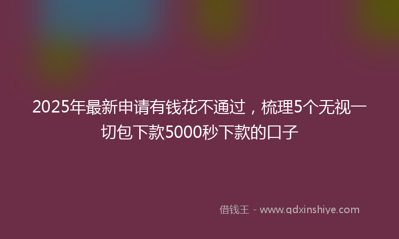 2025年最新申请有钱花不通过，梳理5个无视一切包下款5000秒下款的口子
