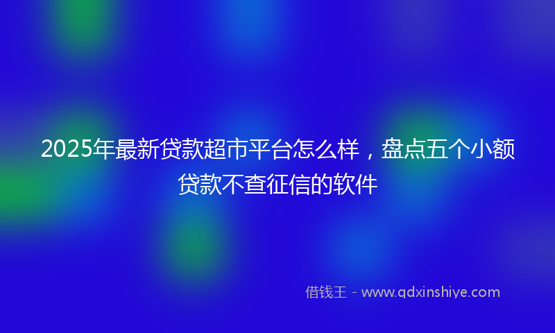 2025年最新贷款超市平台怎么样，盘点五个小额贷款不查征信的软件