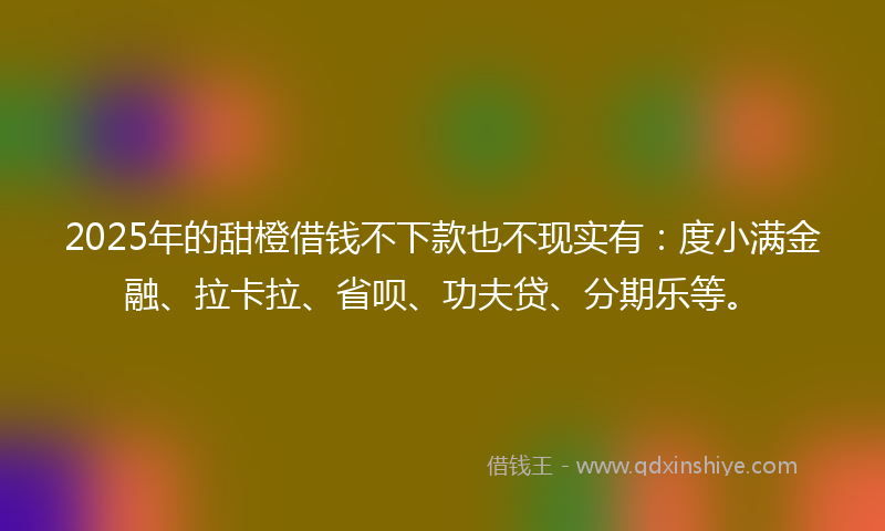2025年的甜橙借钱不下款也不现实有：度小满金融、拉卡拉、省呗、功夫贷、分期乐等。