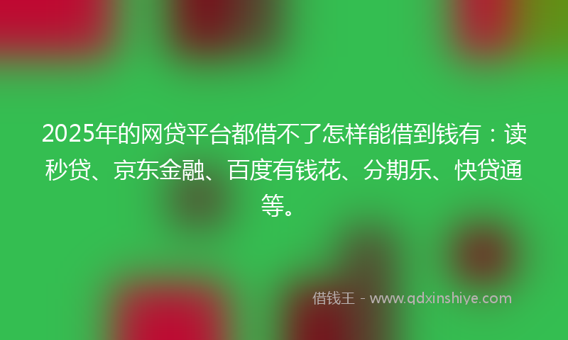 2025年的网贷平台都借不了怎样能借到钱有：读秒贷、京东金融、百度有钱花、分期乐、快贷通等。