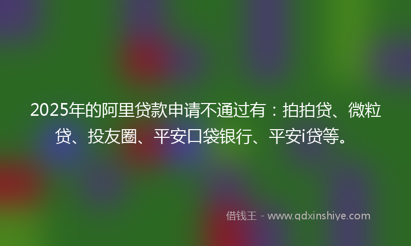 2025年的阿里贷款申请不通过有：拍拍贷、微粒贷、投友圈、平安口袋银行、平安i贷等。