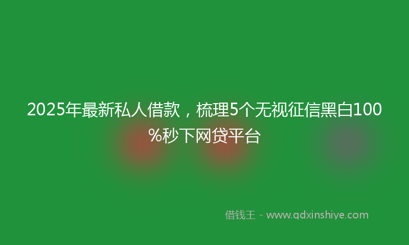 2025年最新私人借款，梳理5个无视征信黑白100%秒下网贷平台