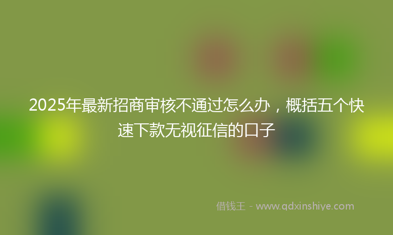 2025年最新招商审核不通过怎么办，概括五个快速下款无视征信的口子