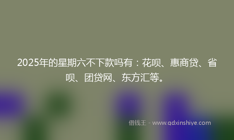 2025年的星期六不下款吗有：花呗、惠商贷、省呗、团贷网、东方汇等。