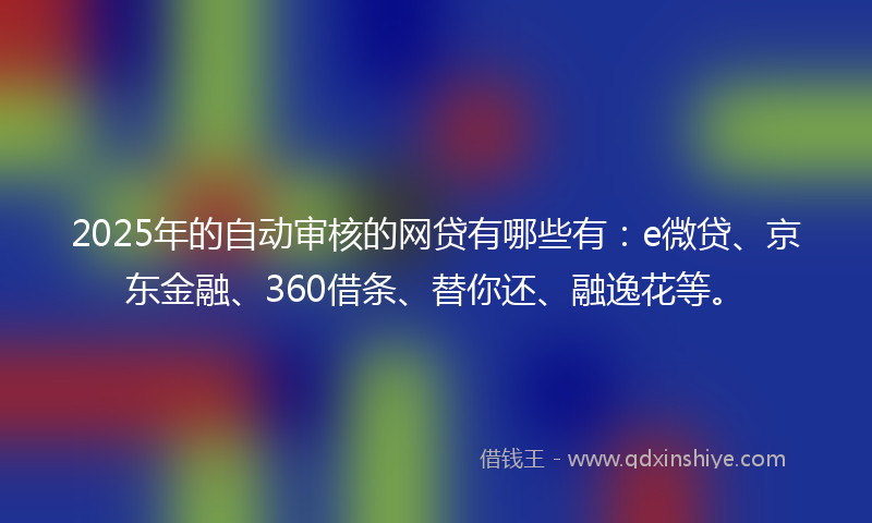 2025年的自动审核的网贷有哪些有：e微贷、京东金融、360借条、替你还、融逸花等。