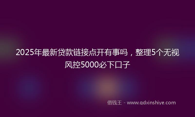2025年最新贷款链接点开有事吗，整理5个无视风控5000必下口子