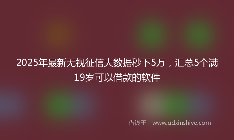 2025年最新无视征信大数据秒下5万，汇总5个满19岁可以借款的软件