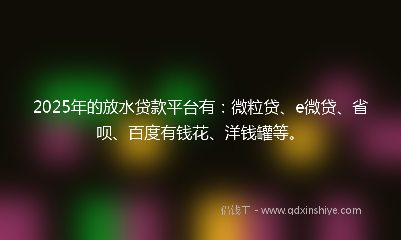 2025年的放水贷款平台有：微粒贷、e微贷、省呗、百度有钱花、洋钱罐等。